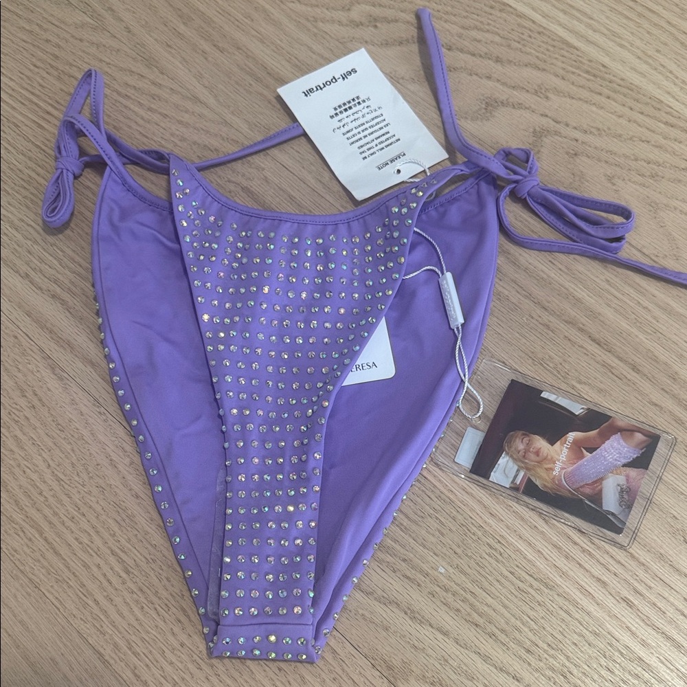NWT self portrait purple embellished bikini bottoms UK 8/US 4 - Picture 3 of 5